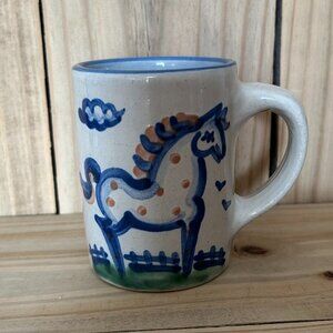 M. A. Hadley Country Stoneware Crock Style Mug w/Horse Decoration